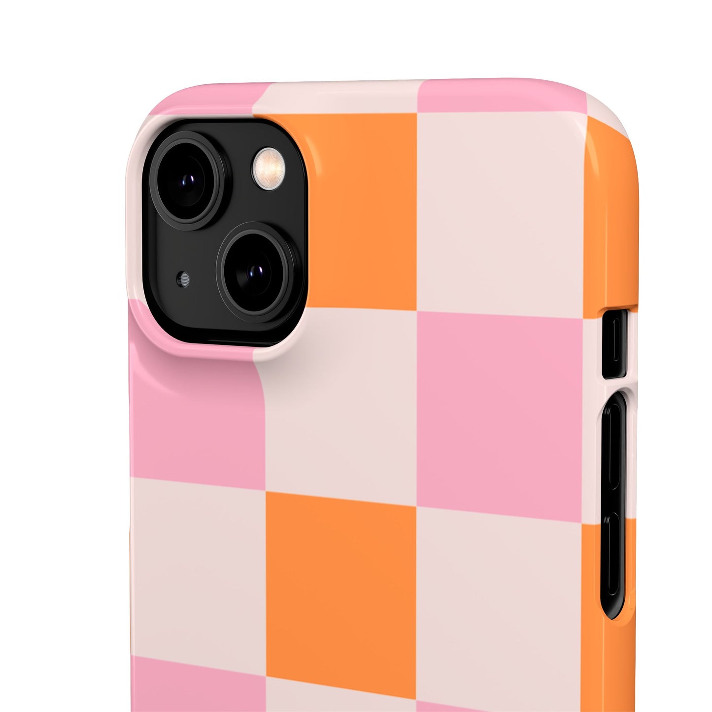 Peachy Case | Coque snap légère et résistante avec Design en Damier - Orange & Rose