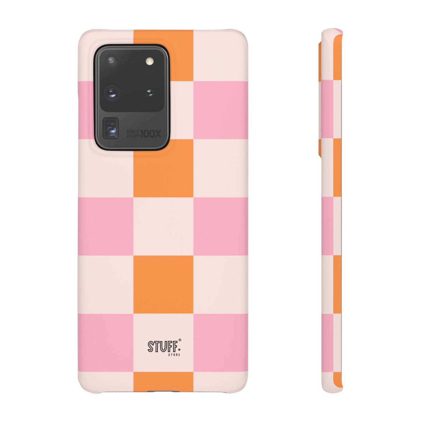 Peachy Case | Coque snap légère et résistante avec Design en Damier - Orange & Rose