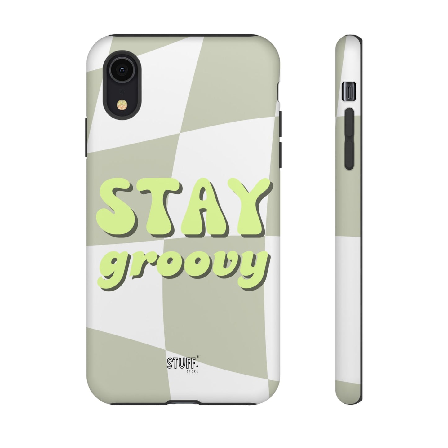 Groovy Case | Coque résistante double protection avec Design Rétro en Damier - Vert