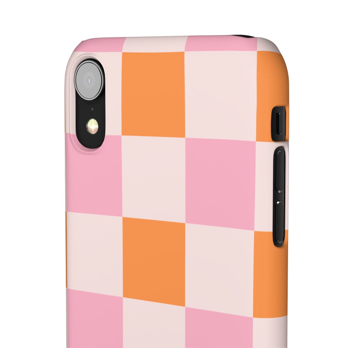 Peachy Case | Coque snap légère et résistante avec Design en Damier - Orange & Rose