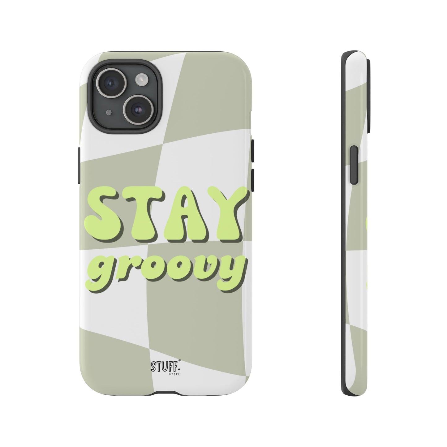 Groovy Case | Coque résistante double protection avec Design Rétro en Damier - Vert
