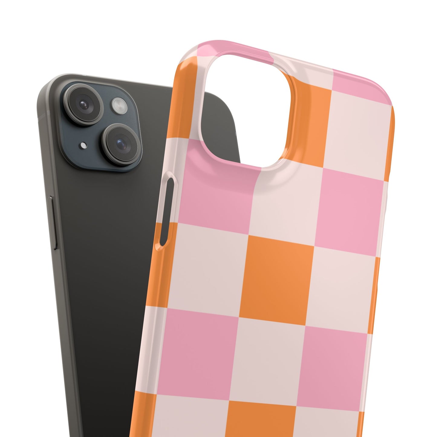 Peachy Case | Coque snap légère et résistante avec Design en Damier - Orange & Rose