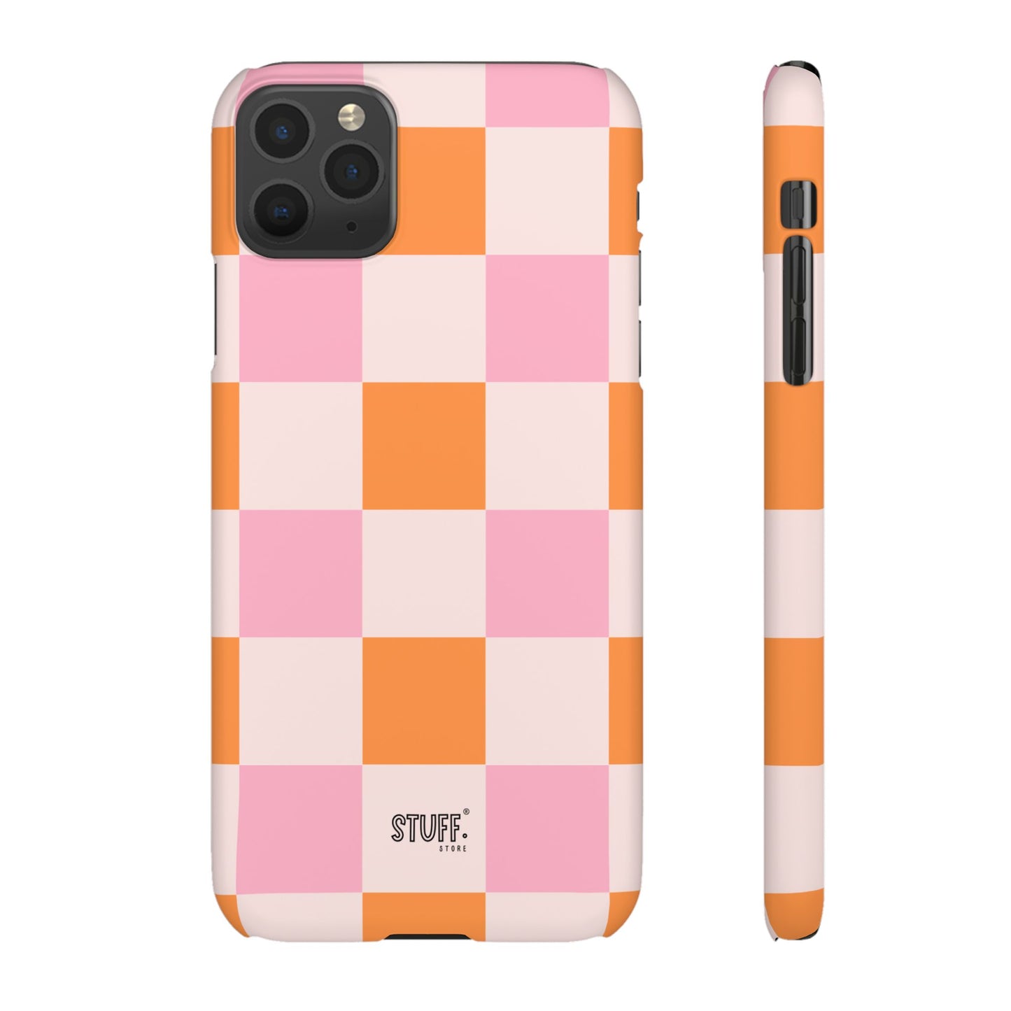 Peachy Case | Coque snap légère et résistante avec Design en Damier - Orange & Rose
