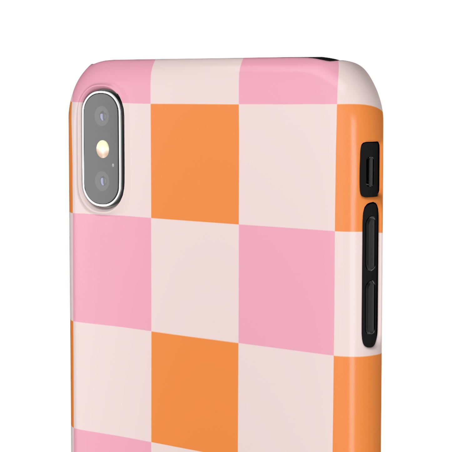 Peachy Case | Coque snap légère et résistante avec Design en Damier - Orange & Rose