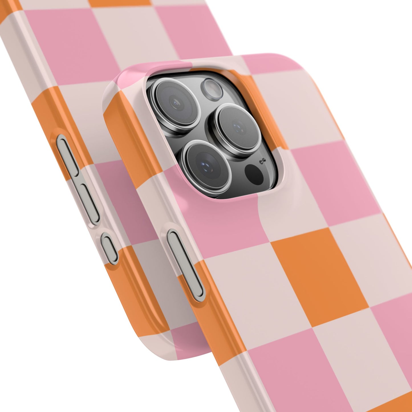Peachy Case | Coque snap légère et résistante avec Design en Damier - Orange & Rose