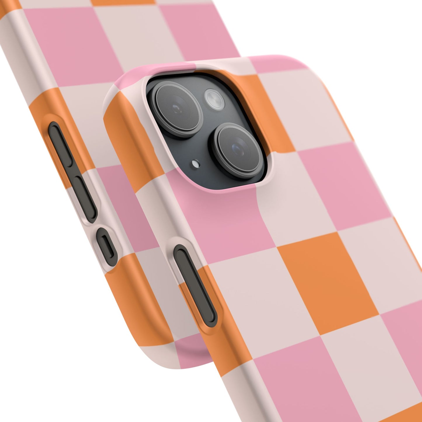 Peachy Case | Coque snap légère et résistante avec Design en Damier - Orange & Rose