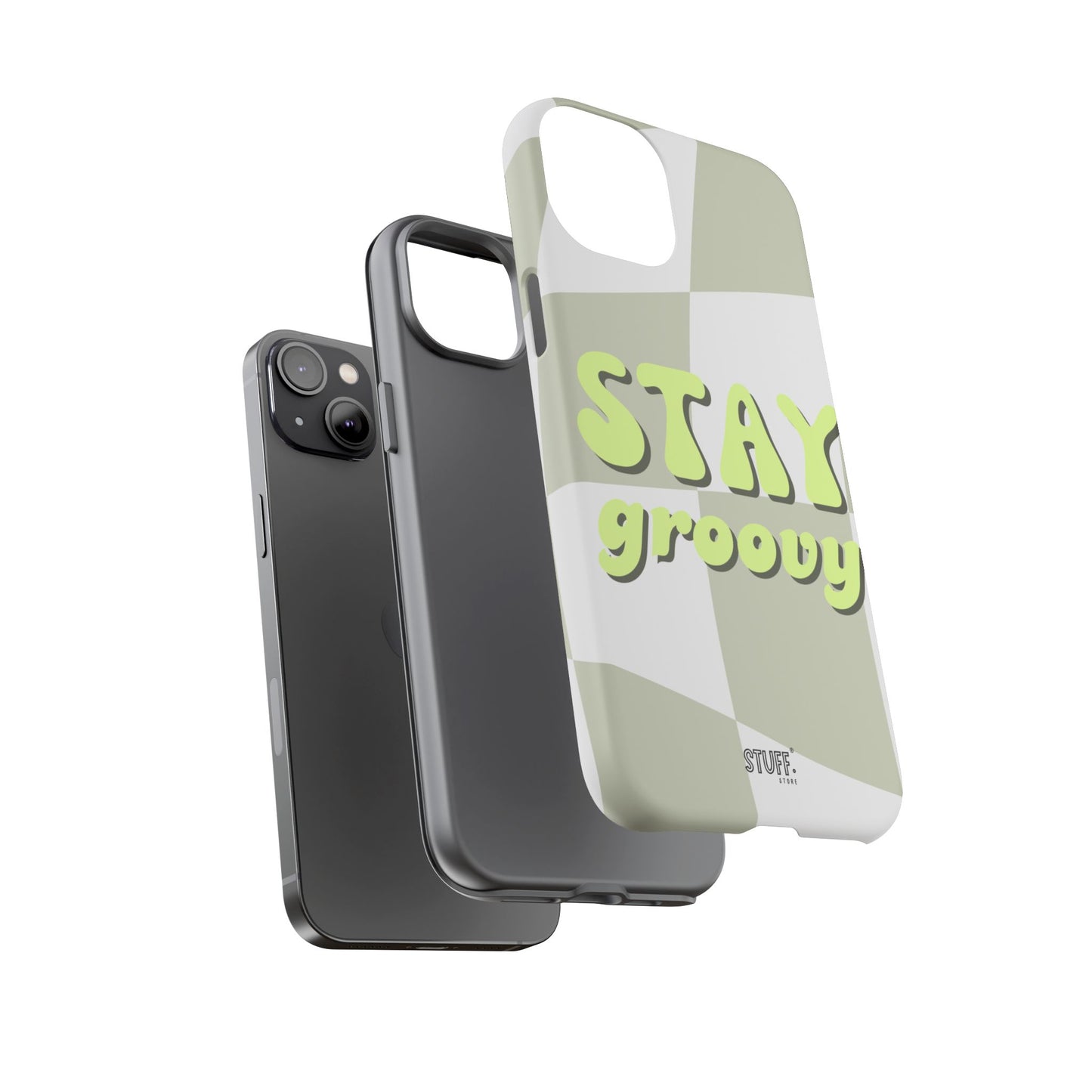 Groovy Case | Coque résistante double protection avec Design Rétro en Damier - Vert