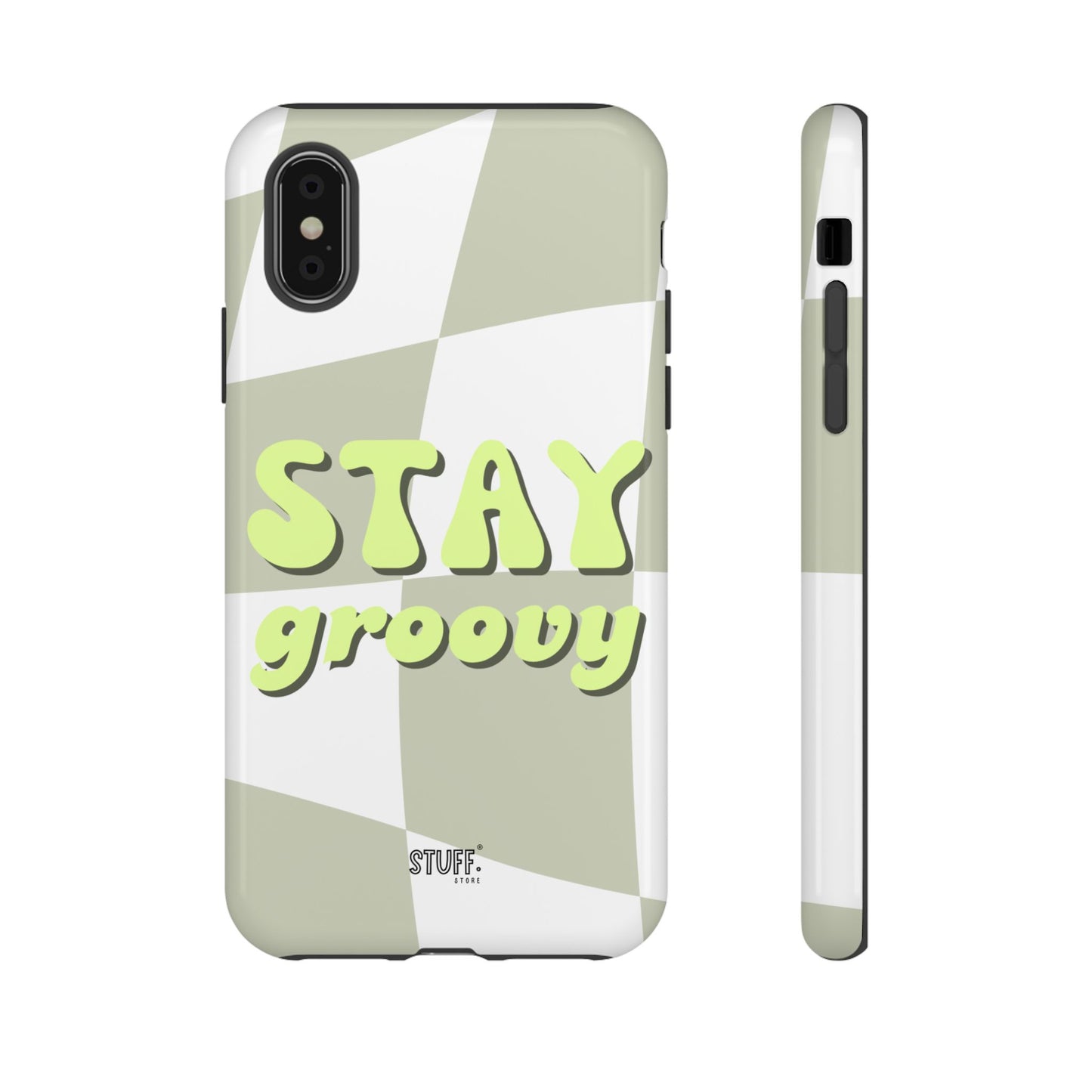 Groovy Case | Coque résistante double protection avec Design Rétro en Damier - Vert