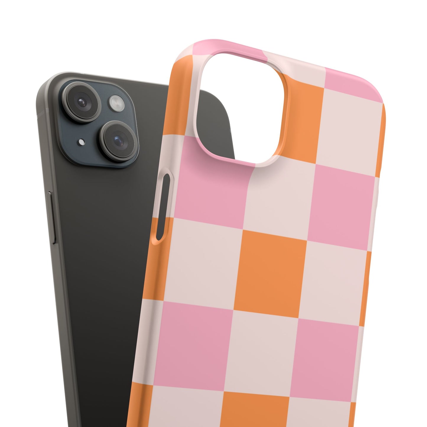 Peachy Case | Coque snap légère et résistante avec Design en Damier - Orange & Rose