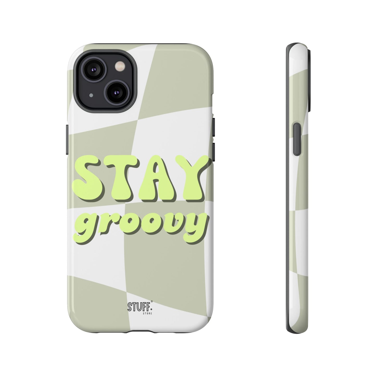 Groovy Case | Coque résistante double protection avec Design Rétro en Damier - Vert