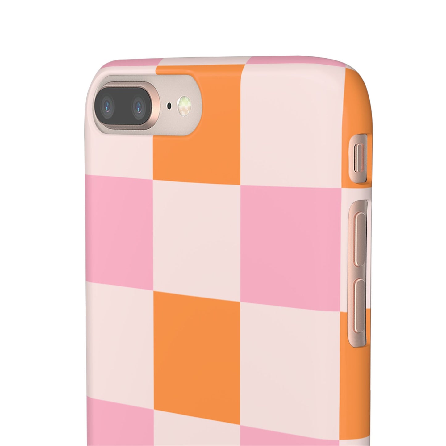 Peachy Case | Coque snap légère et résistante avec Design en Damier - Orange & Rose