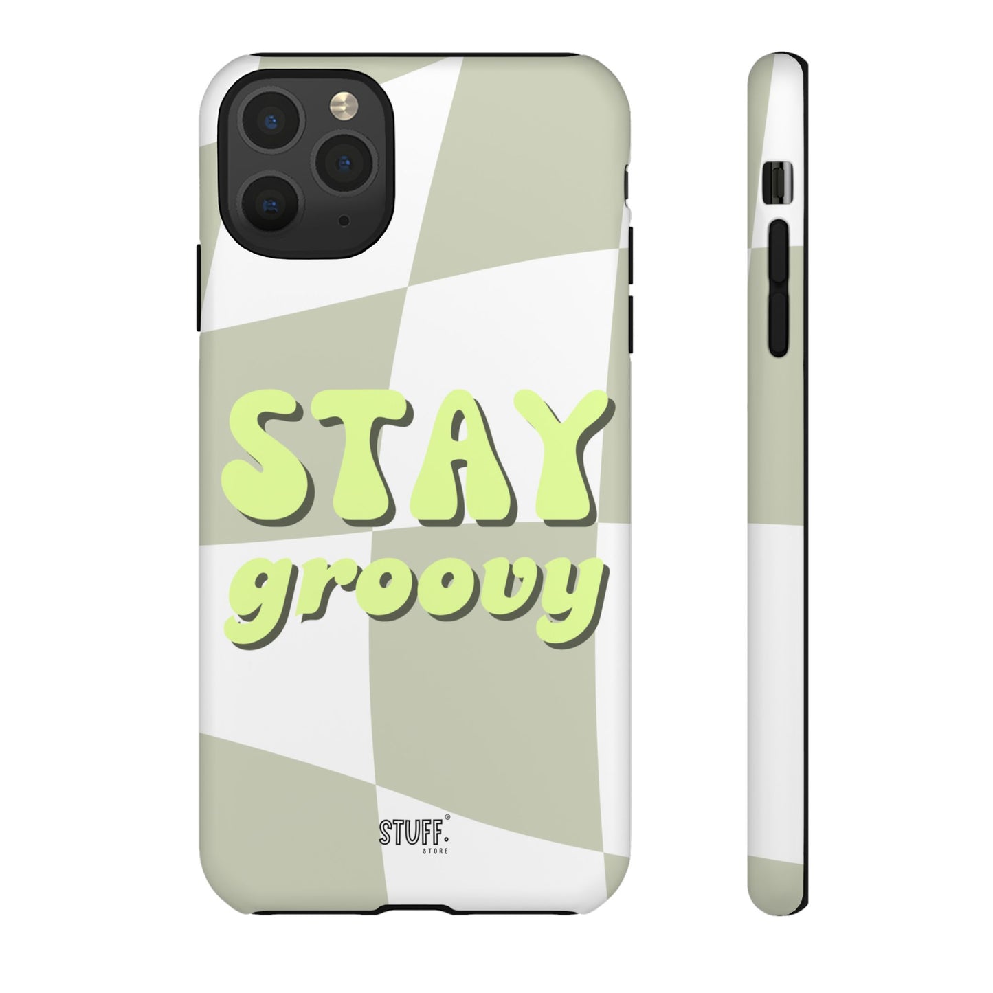 Groovy Case | Coque résistante double protection avec Design Rétro en Damier - Vert