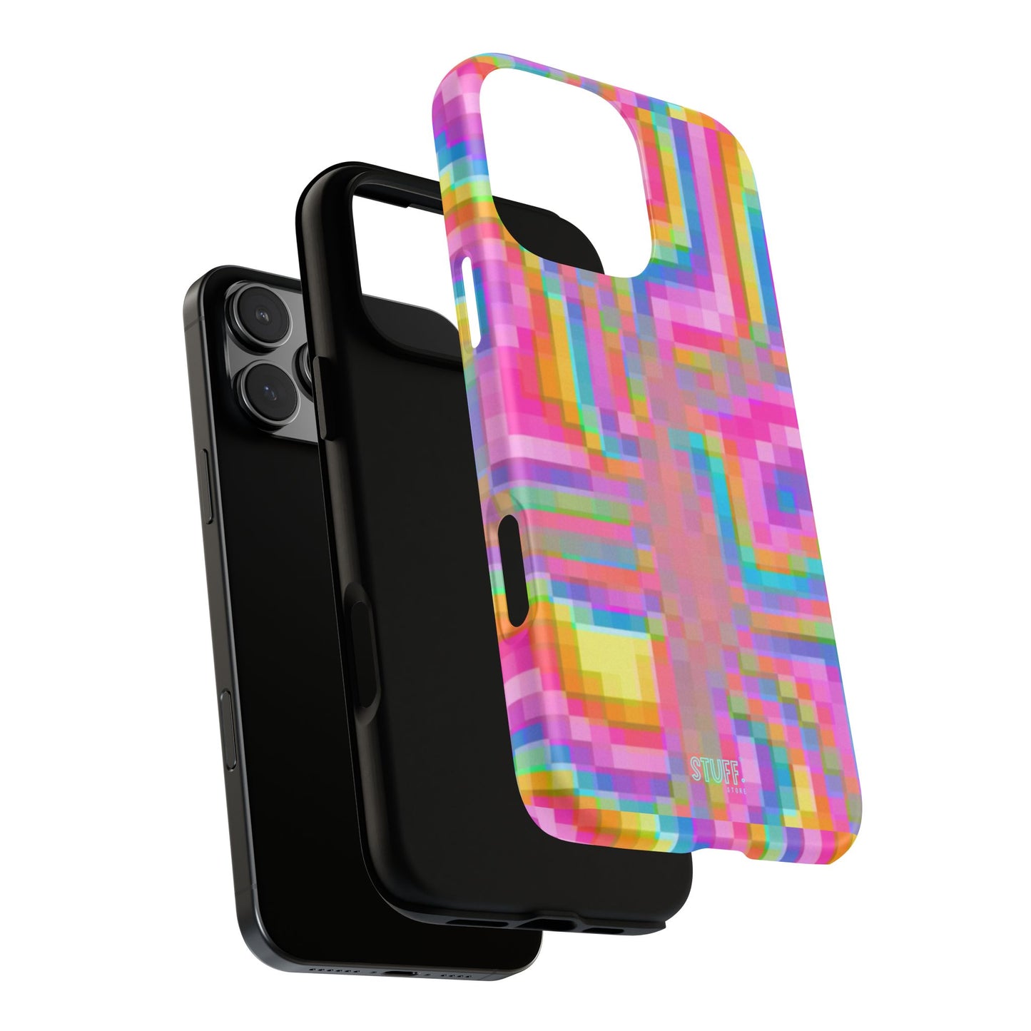 Pixel Case | Coque résistante double protection anti-choc - Motif pixels colorés