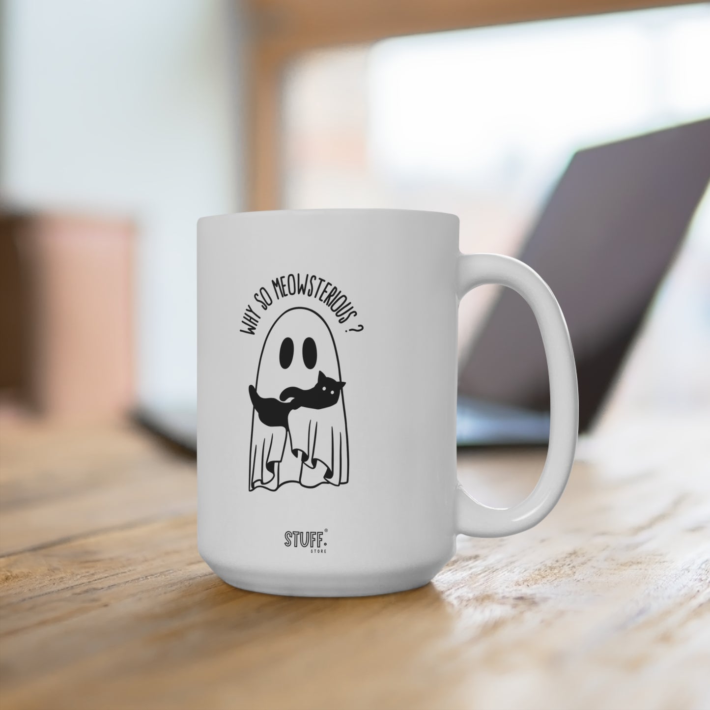 Meowsterious Cup | Mug en céramique avec design chat noir & Halloween mystique – 330 ml / 440 ml