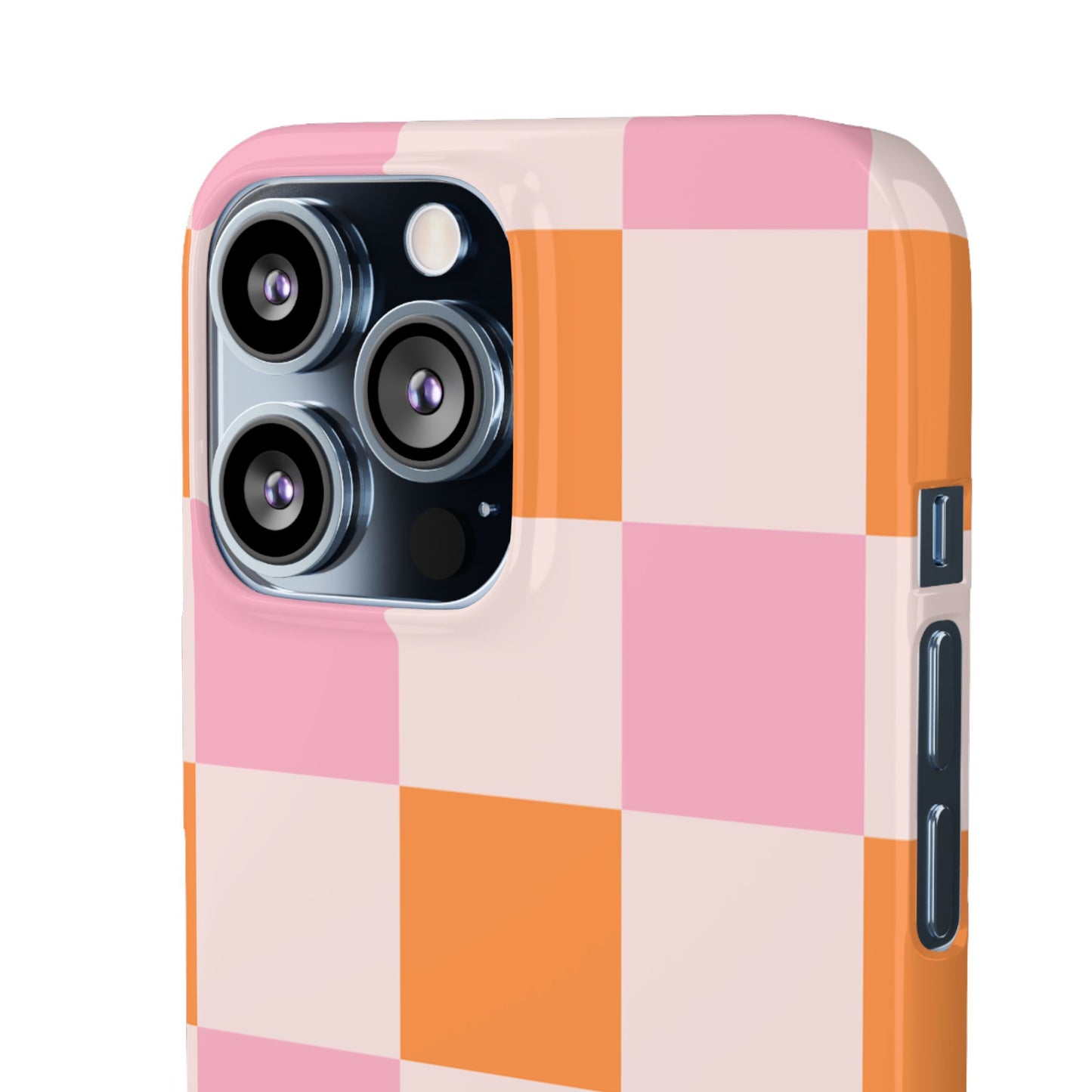 Peachy Case | Coque snap légère et résistante avec Design en Damier - Orange & Rose