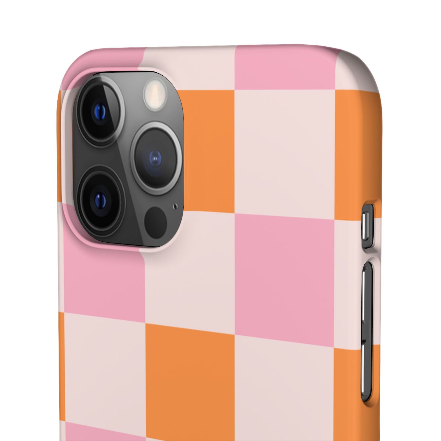 Peachy Case | Coque snap légère et résistante avec Design en Damier - Orange & Rose