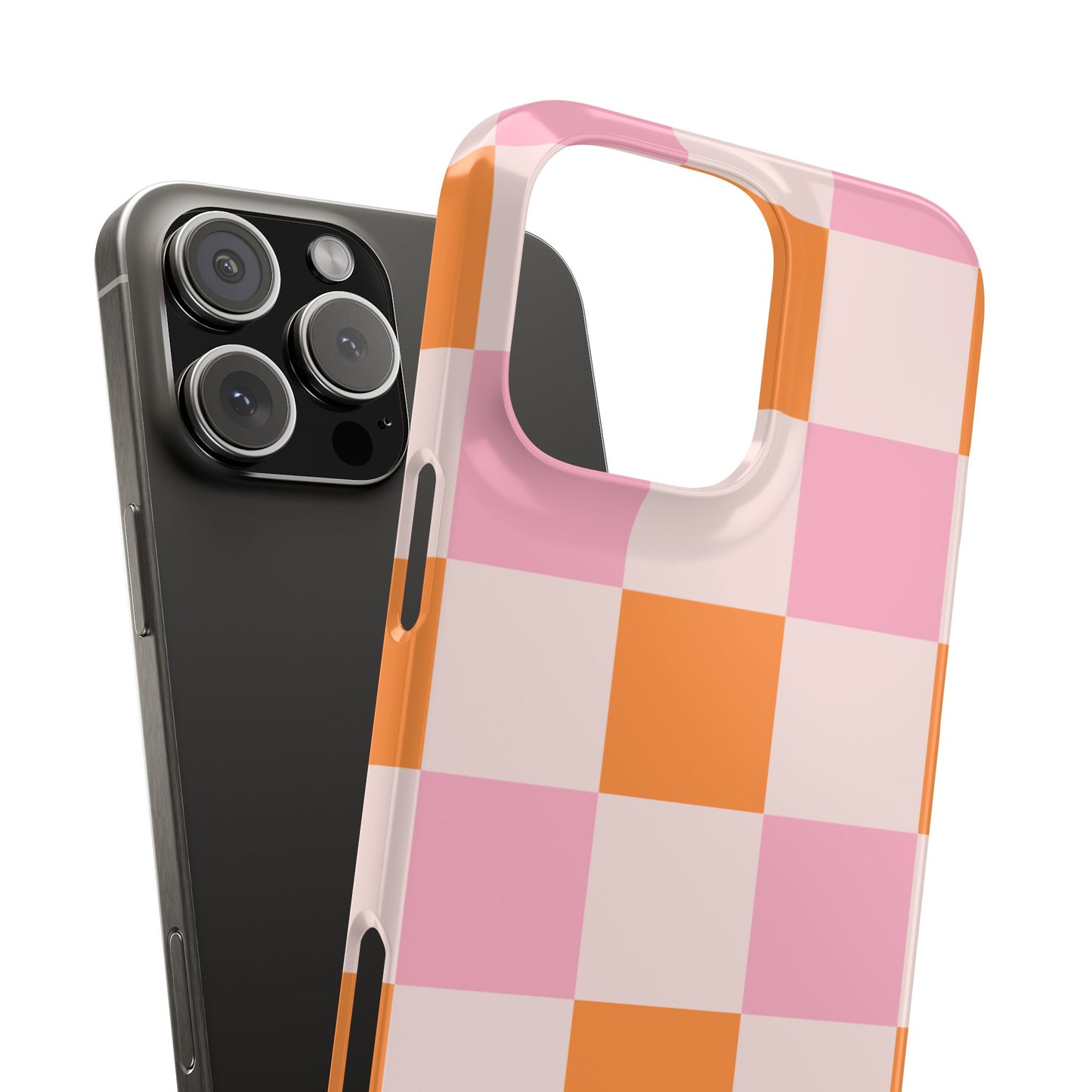 Peachy Case | Coque snap légère et résistante avec Design en Damier - Orange & Rose