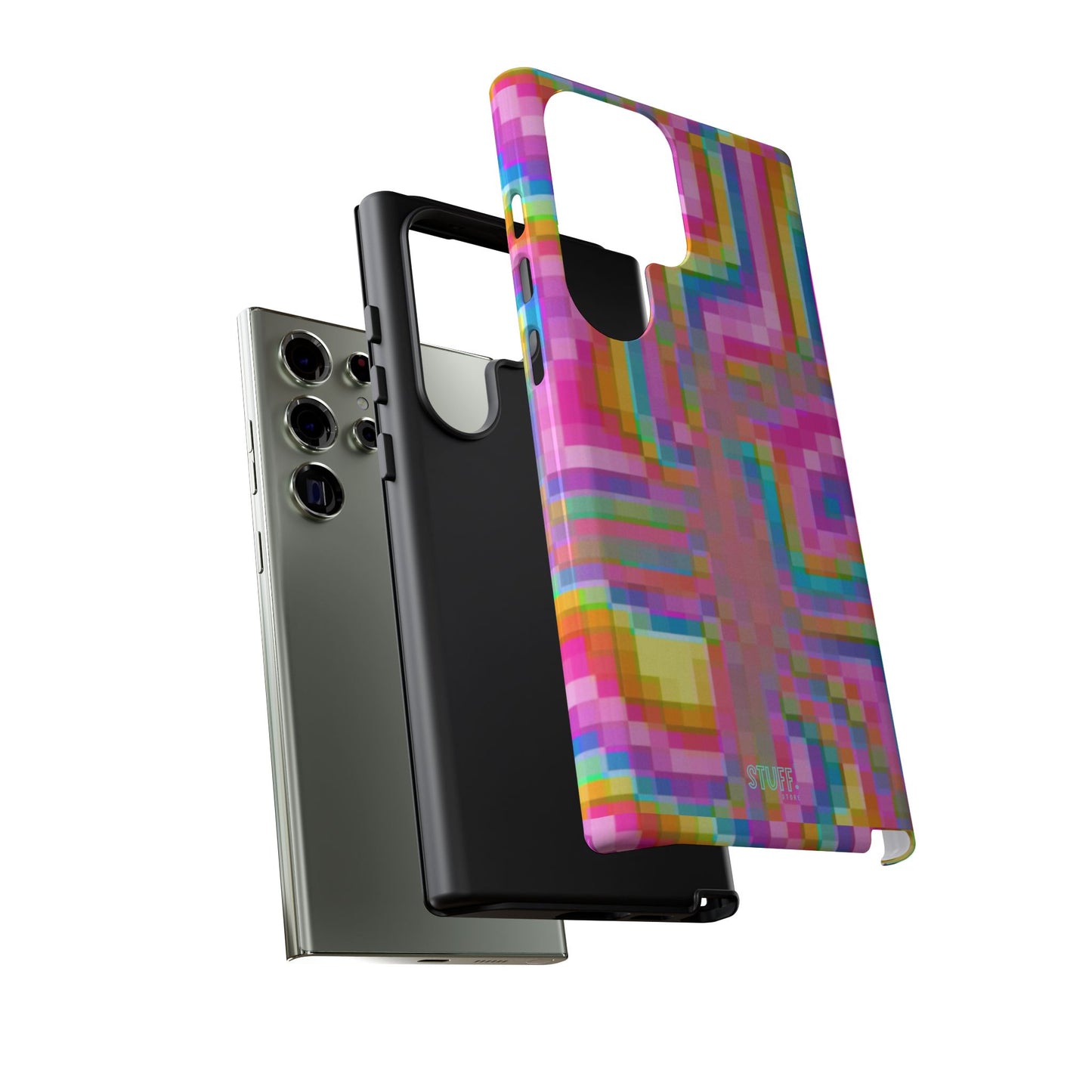 Pixel Case | Coque résistante double protection anti-choc - Motif pixels colorés