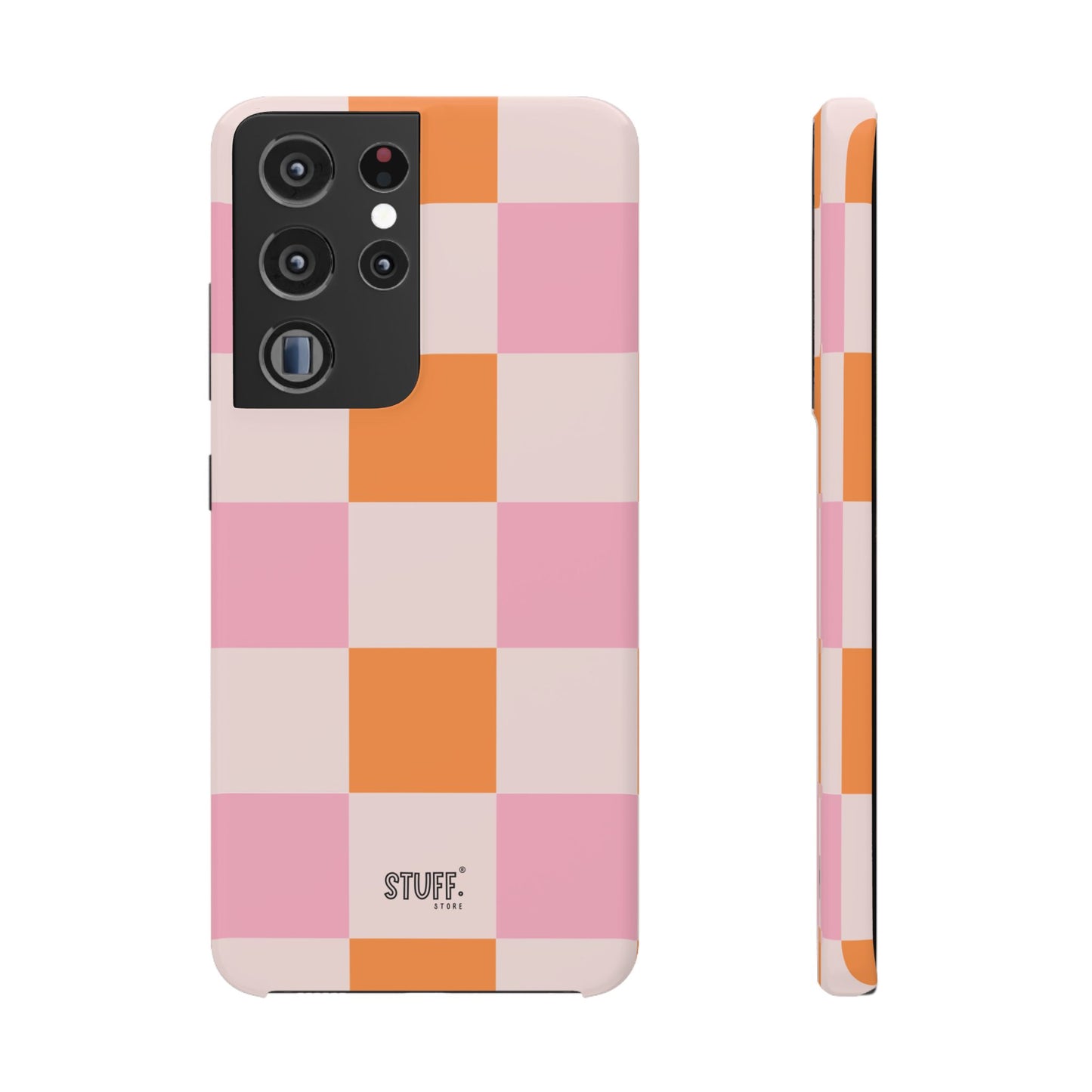 Peachy Case | Coque snap légère et résistante avec Design en Damier - Orange & Rose