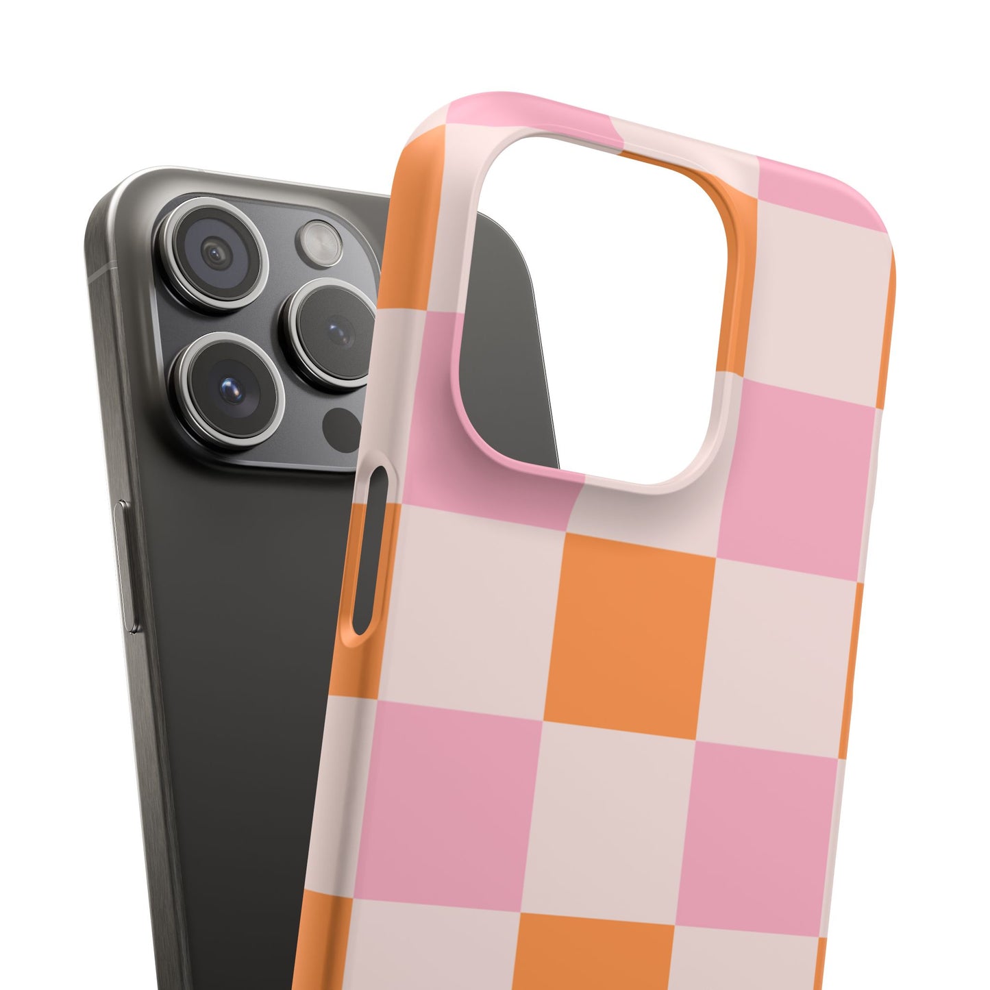 Peachy Case | Coque snap légère et résistante avec Design en Damier - Orange & Rose