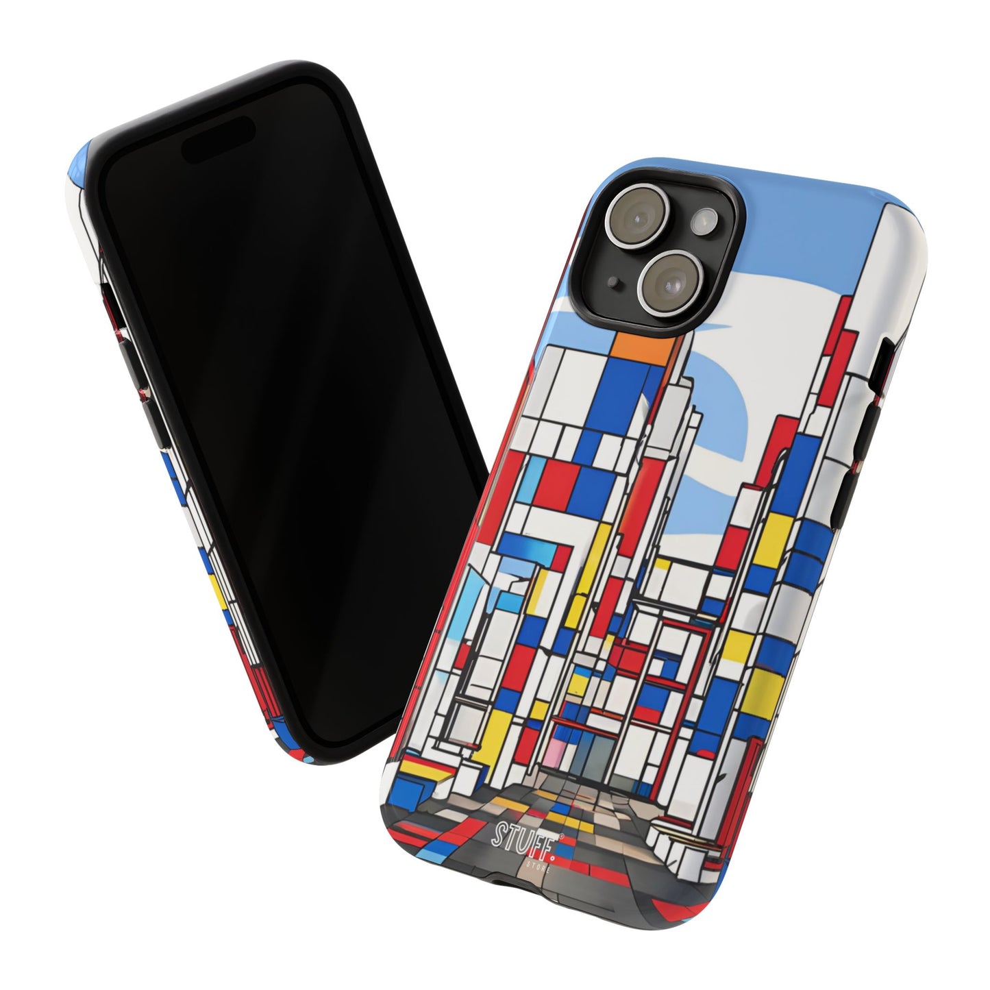 Square City | Coque résistante double protection - inspiration Mondrian