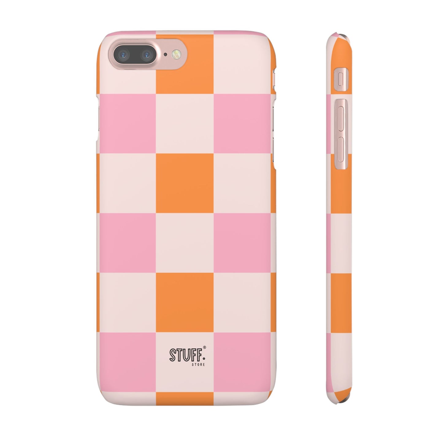 Peachy Case | Coque snap légère et résistante avec Design en Damier - Orange & Rose