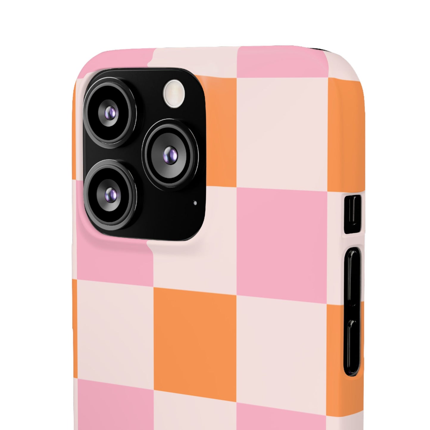 Peachy Case | Coque snap légère et résistante avec Design en Damier - Orange & Rose