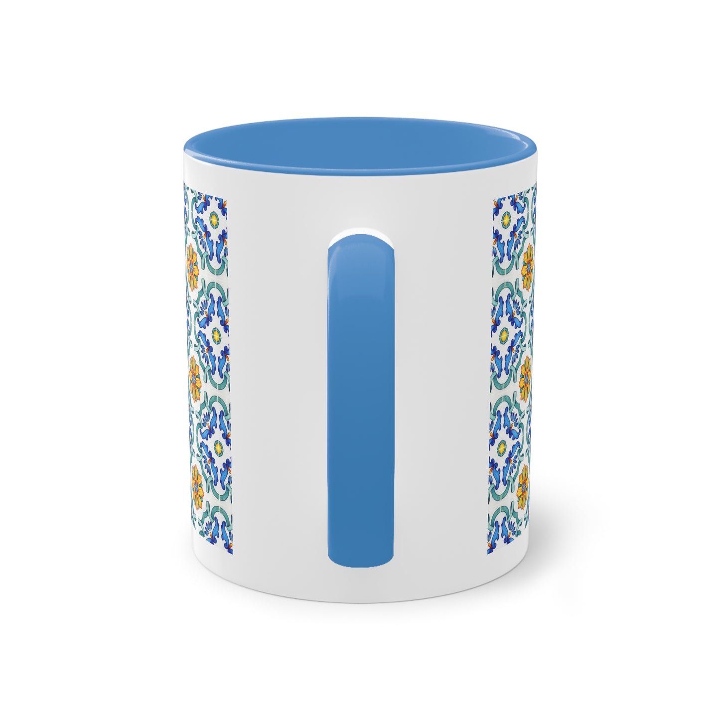 Azulejos Cup | Mug bicolore en céramique avec motif mosaïque méditerranéen – 330ml