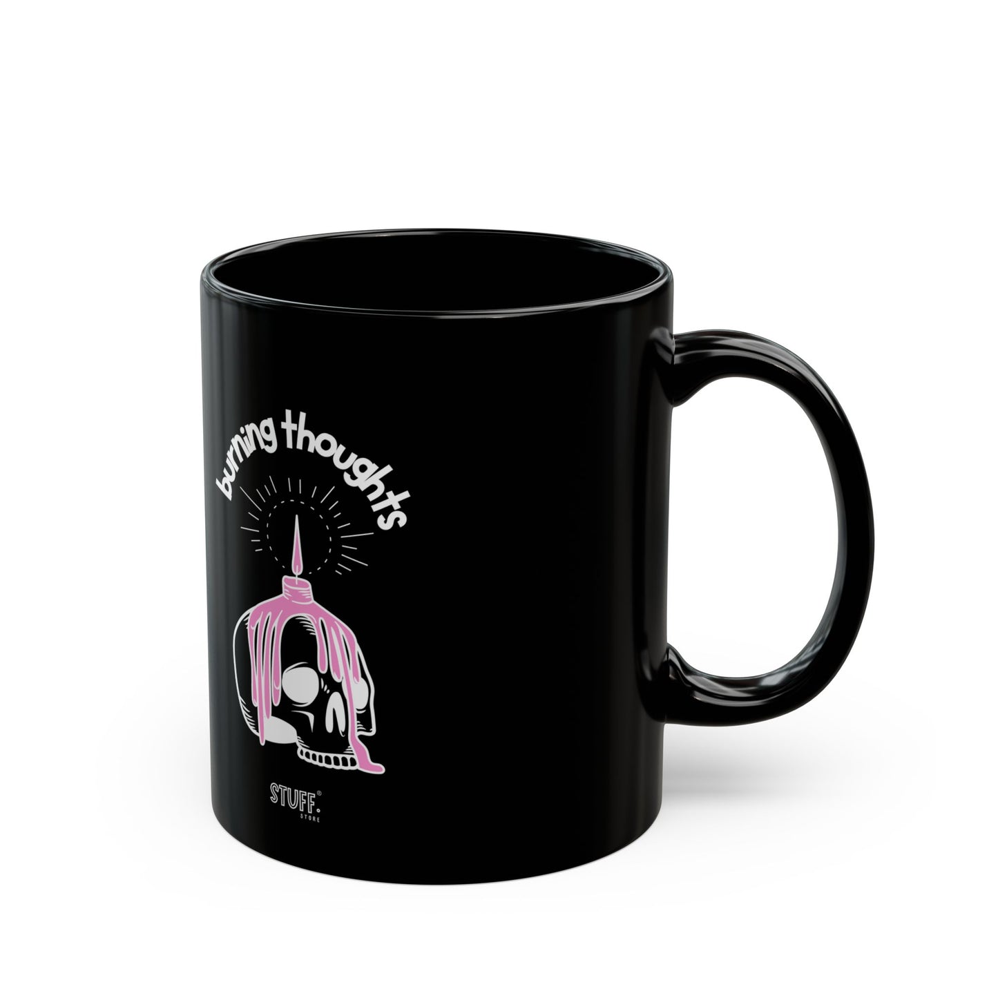 burning thoughts black mug