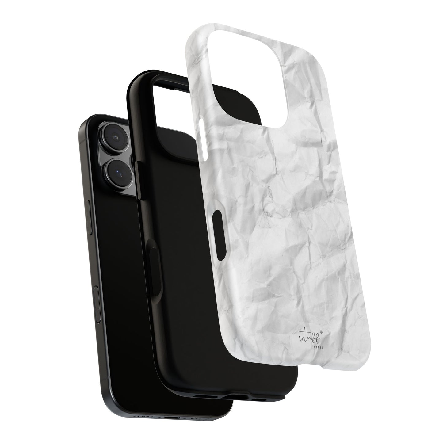 Crinkled Case | Coque résistante double protection anti-choc Effet Papier Froissé Mat