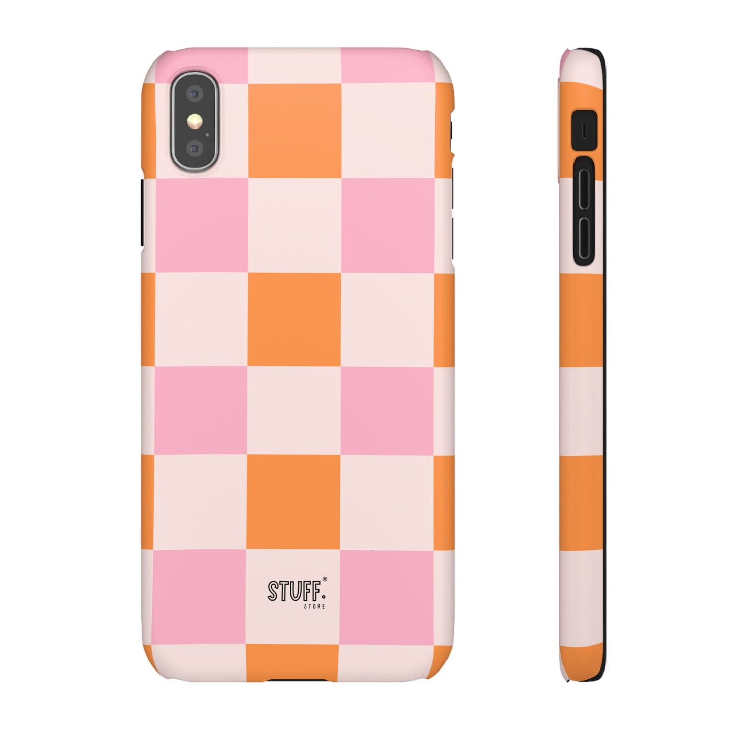 Peachy Case | Coque snap légère et résistante avec Design en Damier - Orange & Rose