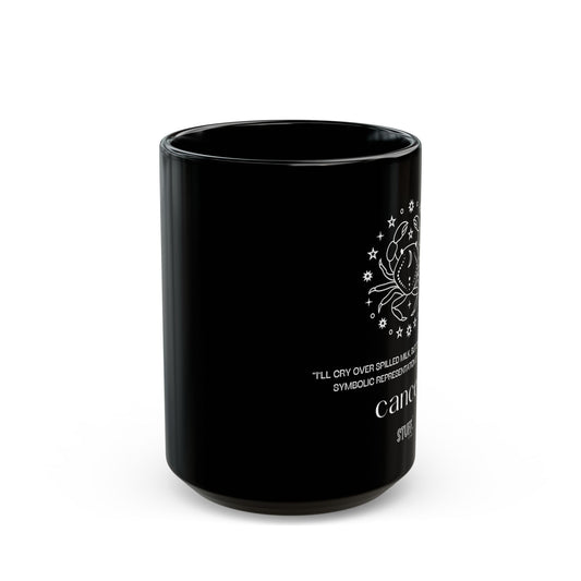 Cancer | Mug noir en céramique avec signe astrologique et phrase drôle – 330ml / 440ml