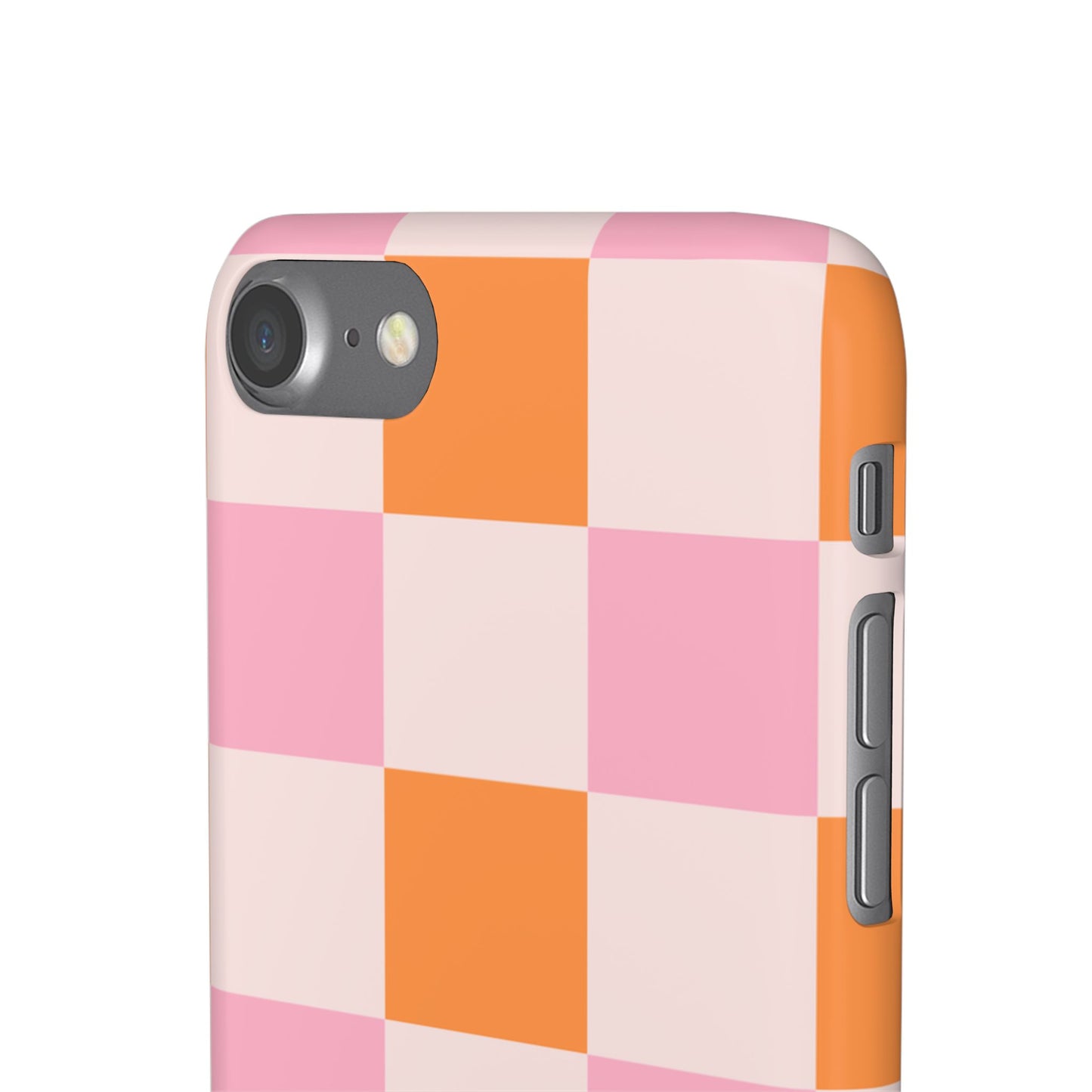 Peachy Case | Coque snap légère et résistante avec Design en Damier - Orange & Rose