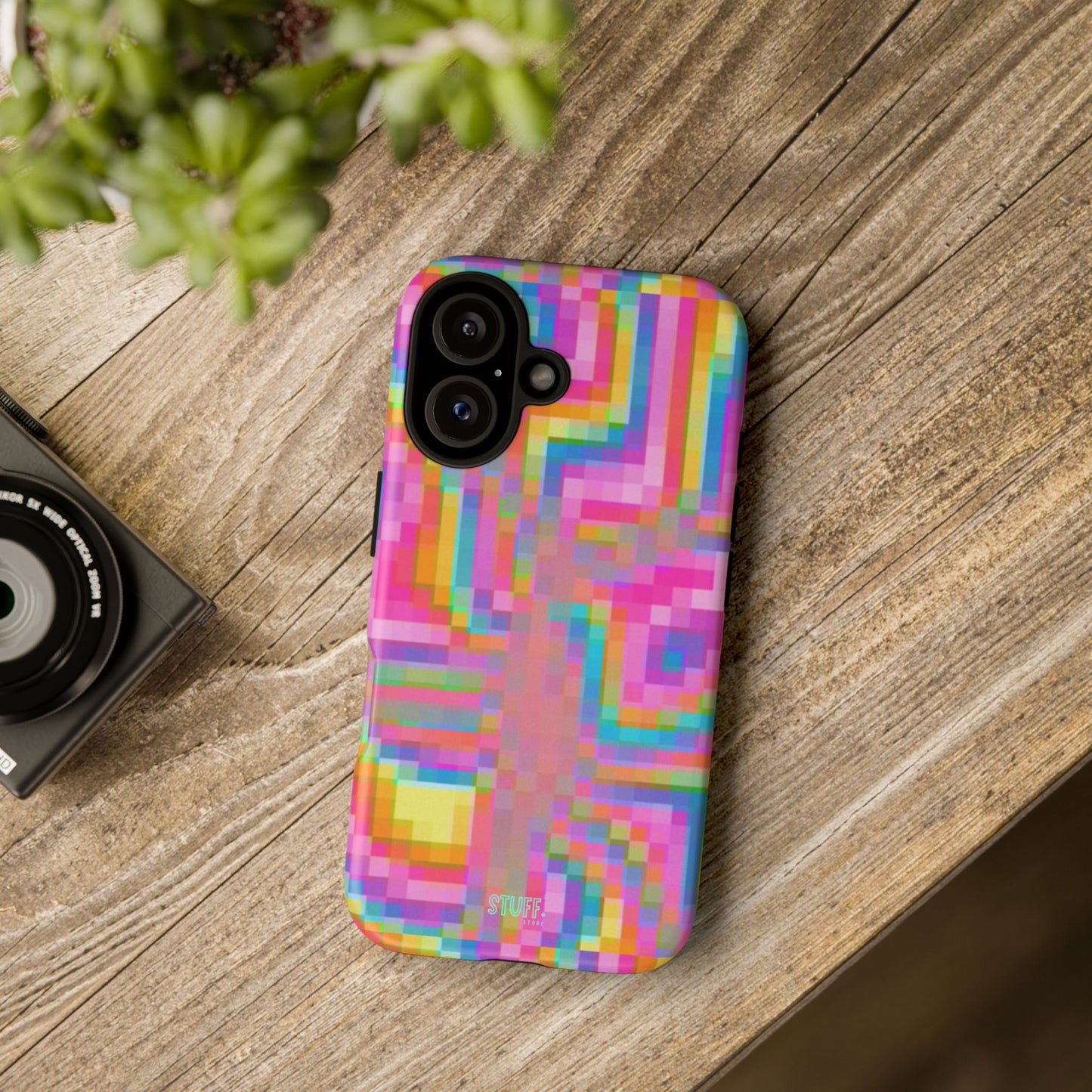 Pixel Case | Coque résistante double protection anti-choc - Motif pixels colorés