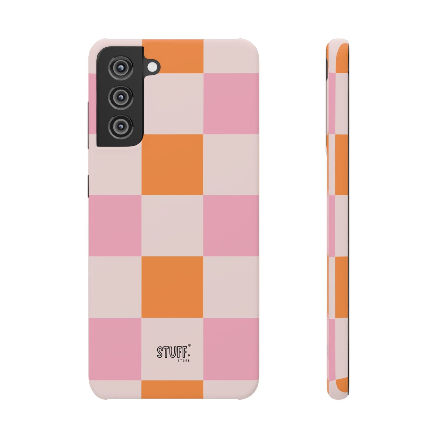Peachy Case | Coque snap légère et résistante avec Design en Damier - Orange & Rose