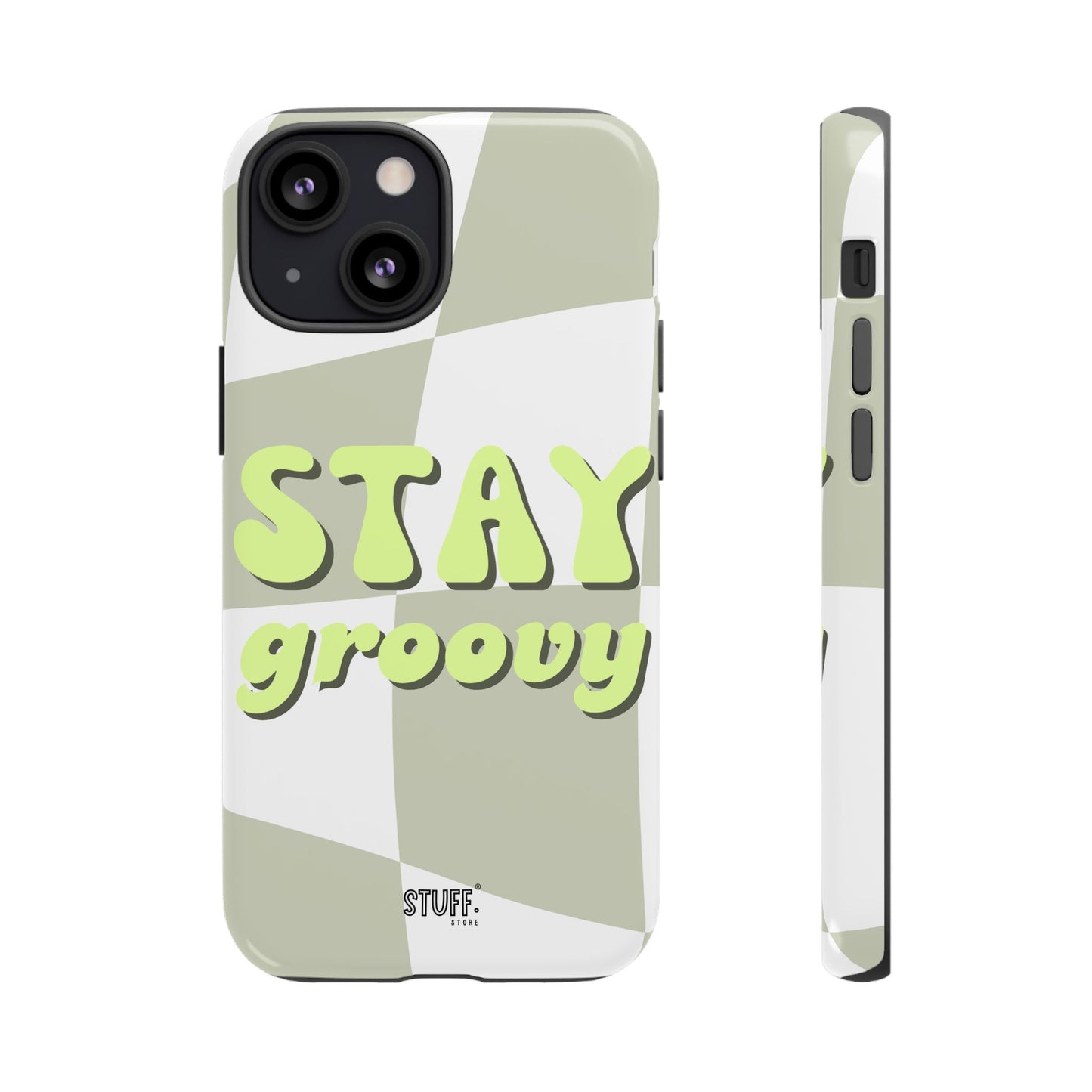 Groovy Case | Coque résistante double protection avec Design Rétro en Damier - Vert