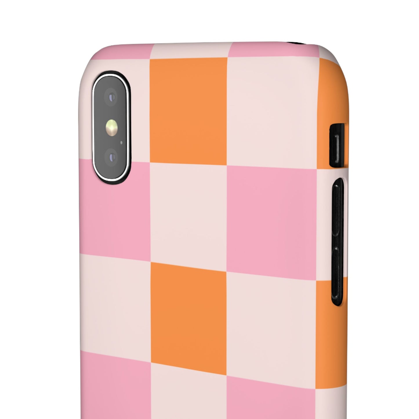 Peachy Case | Coque snap légère et résistante avec Design en Damier - Orange & Rose