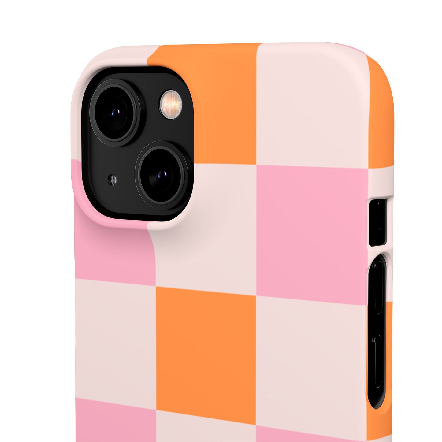 Peachy Case | Coque snap légère et résistante avec Design en Damier - Orange & Rose