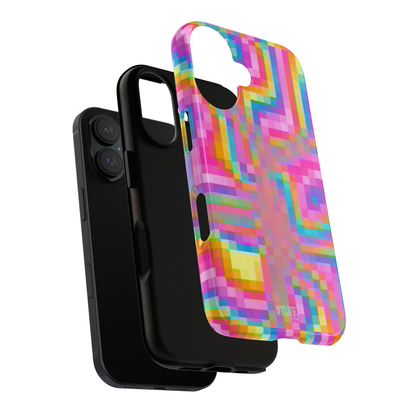 Pixel Case | Coque résistante double protection anti-choc - Motif pixels colorés