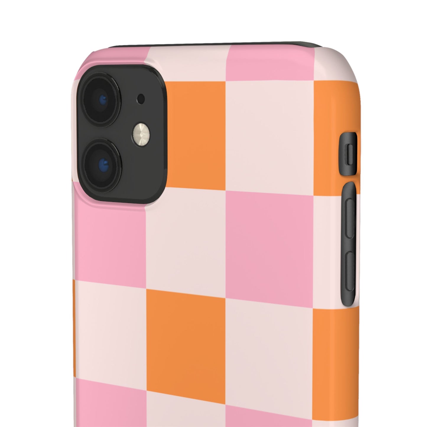 Peachy Case | Coque snap légère et résistante avec Design en Damier - Orange & Rose