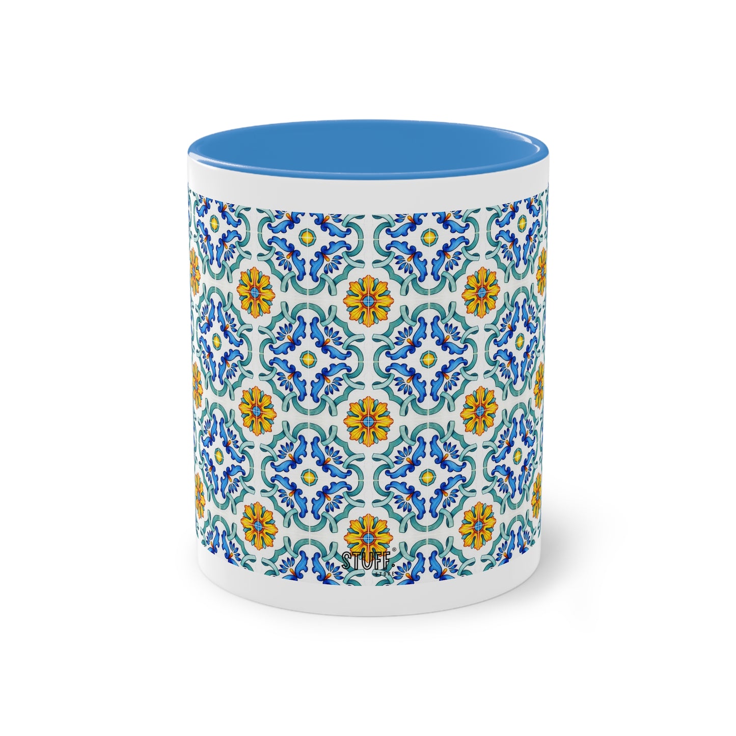 Azulejos Cup | Mug bicolore en céramique avec motif mosaïque méditerranéen – 330ml