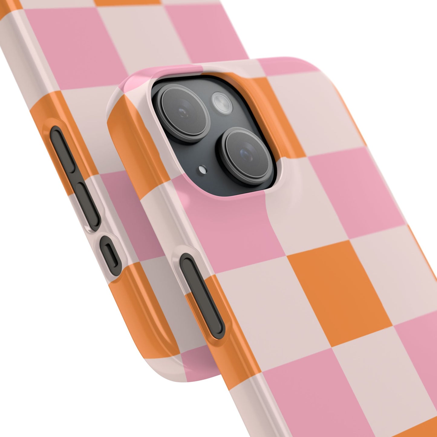 Peachy Case | Coque snap légère et résistante avec Design en Damier - Orange & Rose