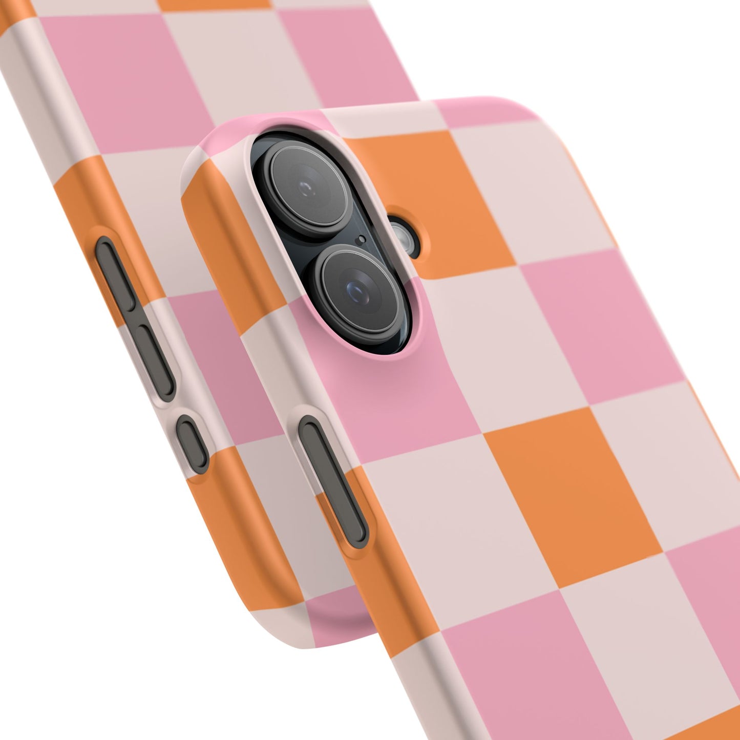 Peachy Case | Coque snap légère et résistante avec Design en Damier - Orange & Rose
