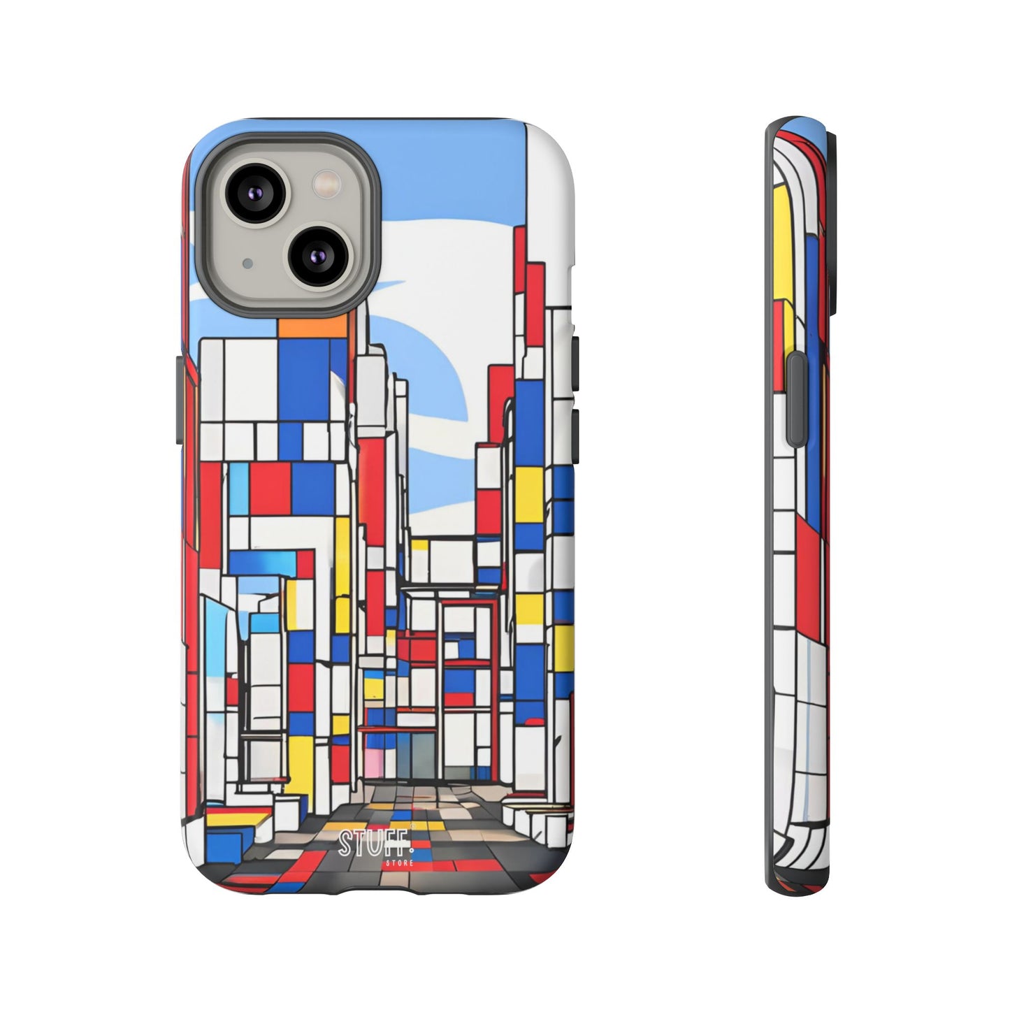Square City | Coque résistante double protection - inspiration Mondrian