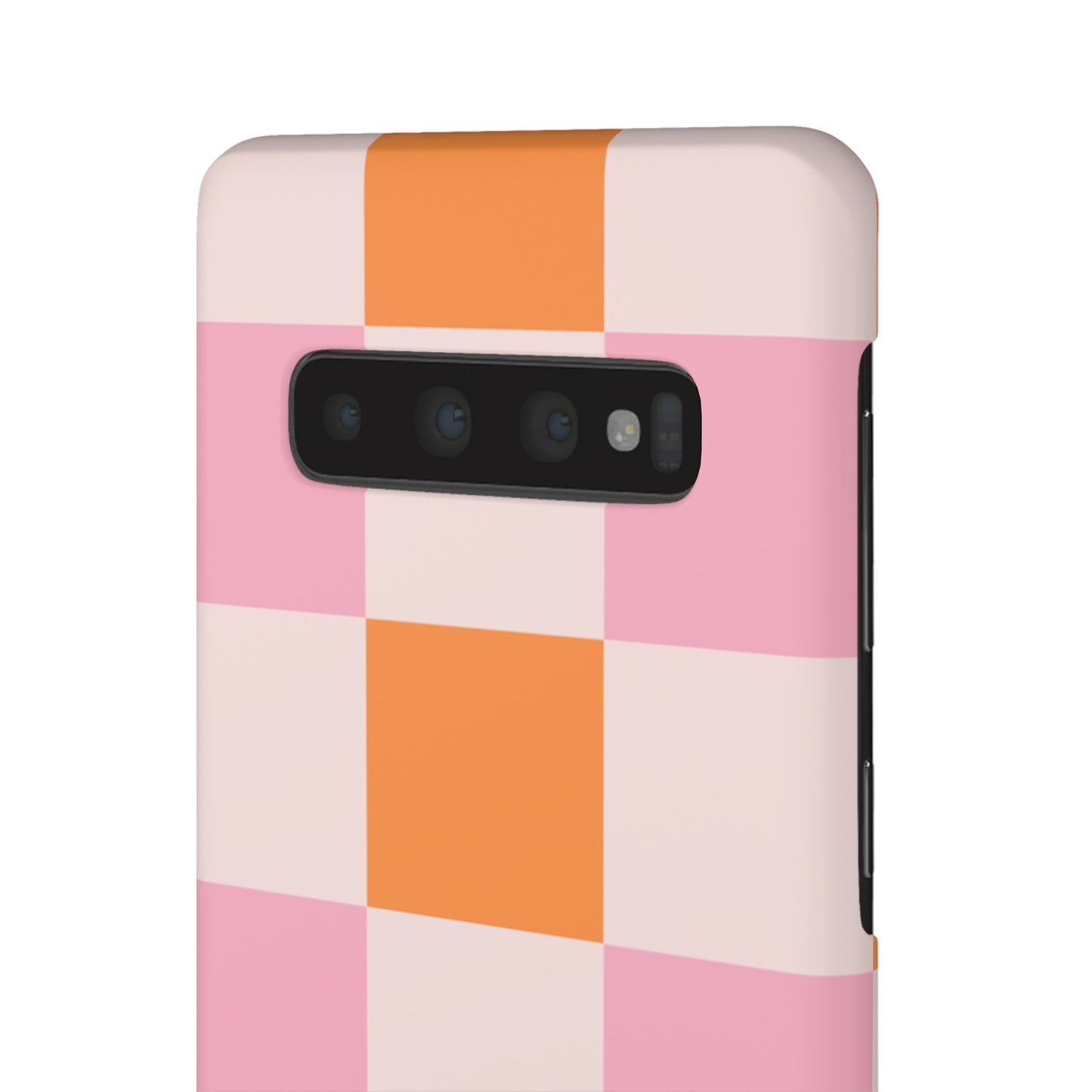 Peachy Case | Coque snap légère et résistante avec Design en Damier - Orange & Rose