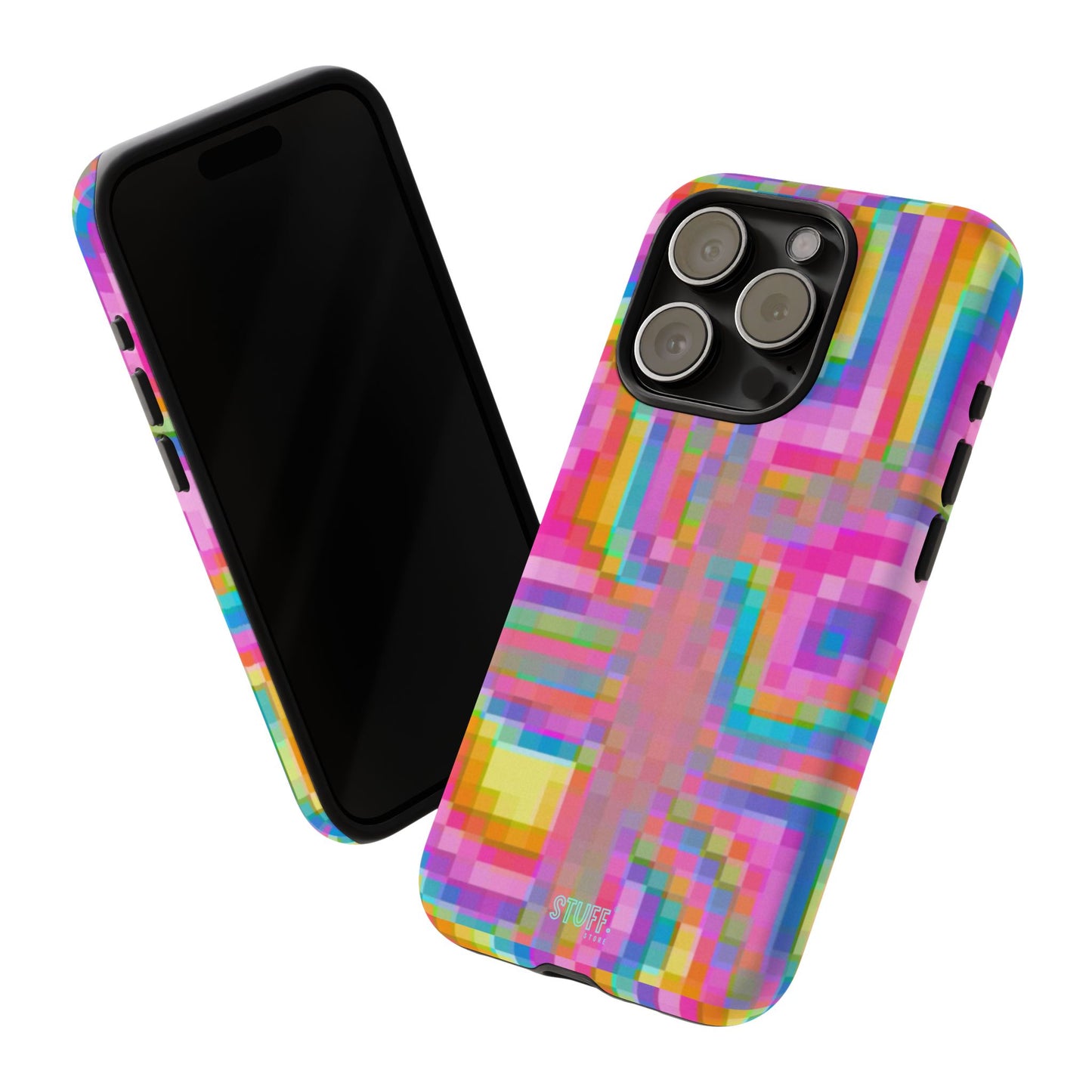 Pixel Case | Coque résistante double protection anti-choc - Motif pixels colorés