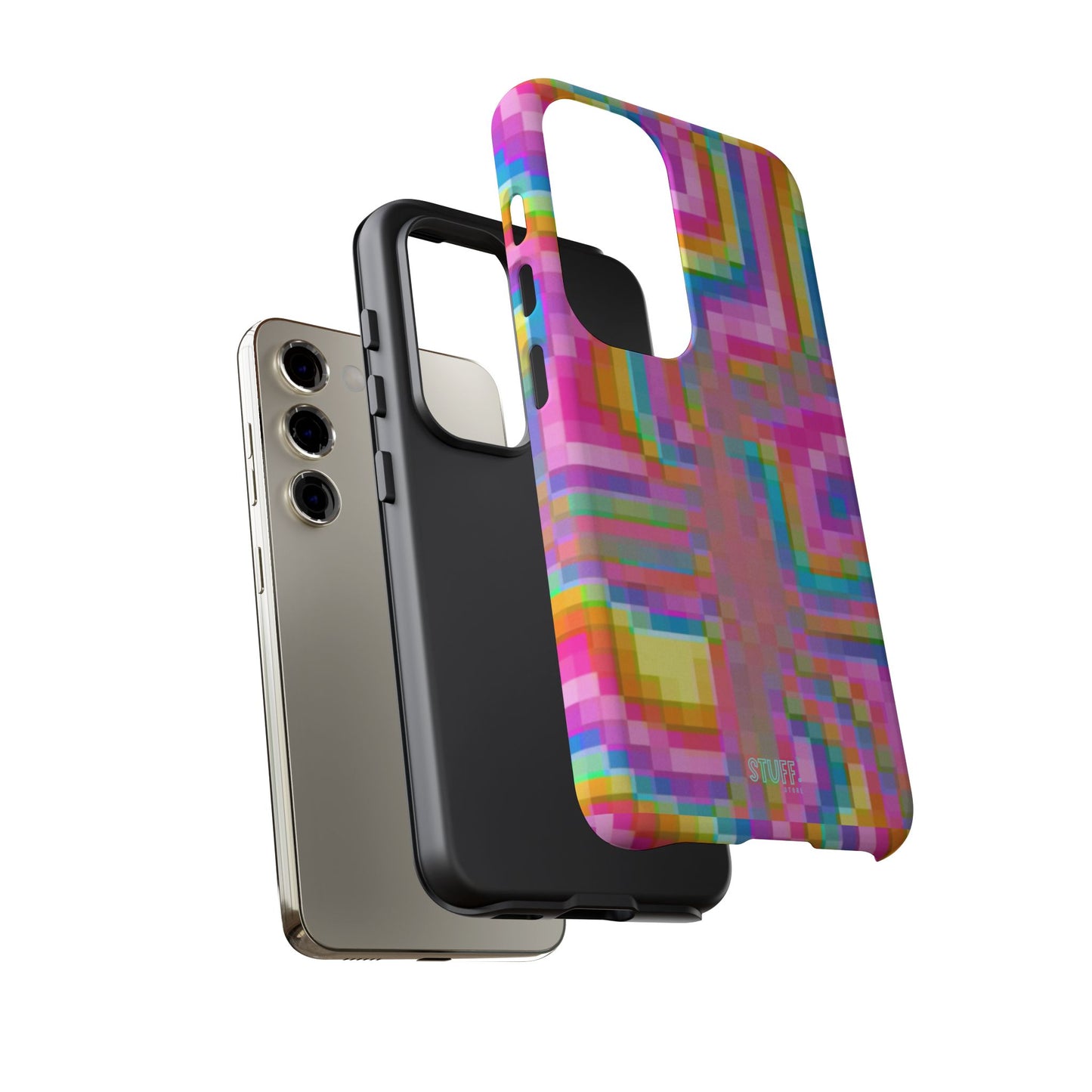 Pixel Case | Coque résistante double protection anti-choc - Motif pixels colorés