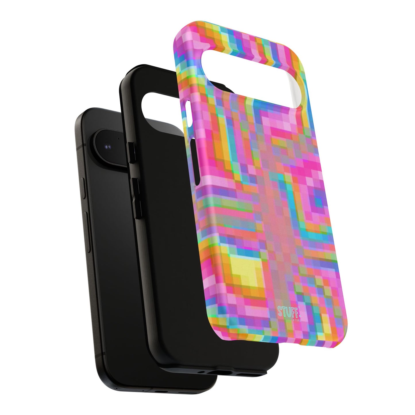 Pixel Case | Coque résistante double protection anti-choc - Motif pixels colorés