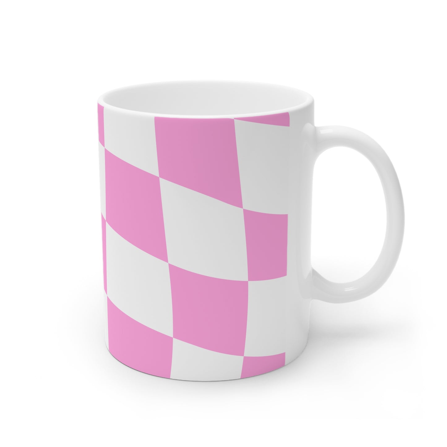 Pink Distortion Cup | Mug en céramique motif damier rose déformé – 330 ml / 440 ml
