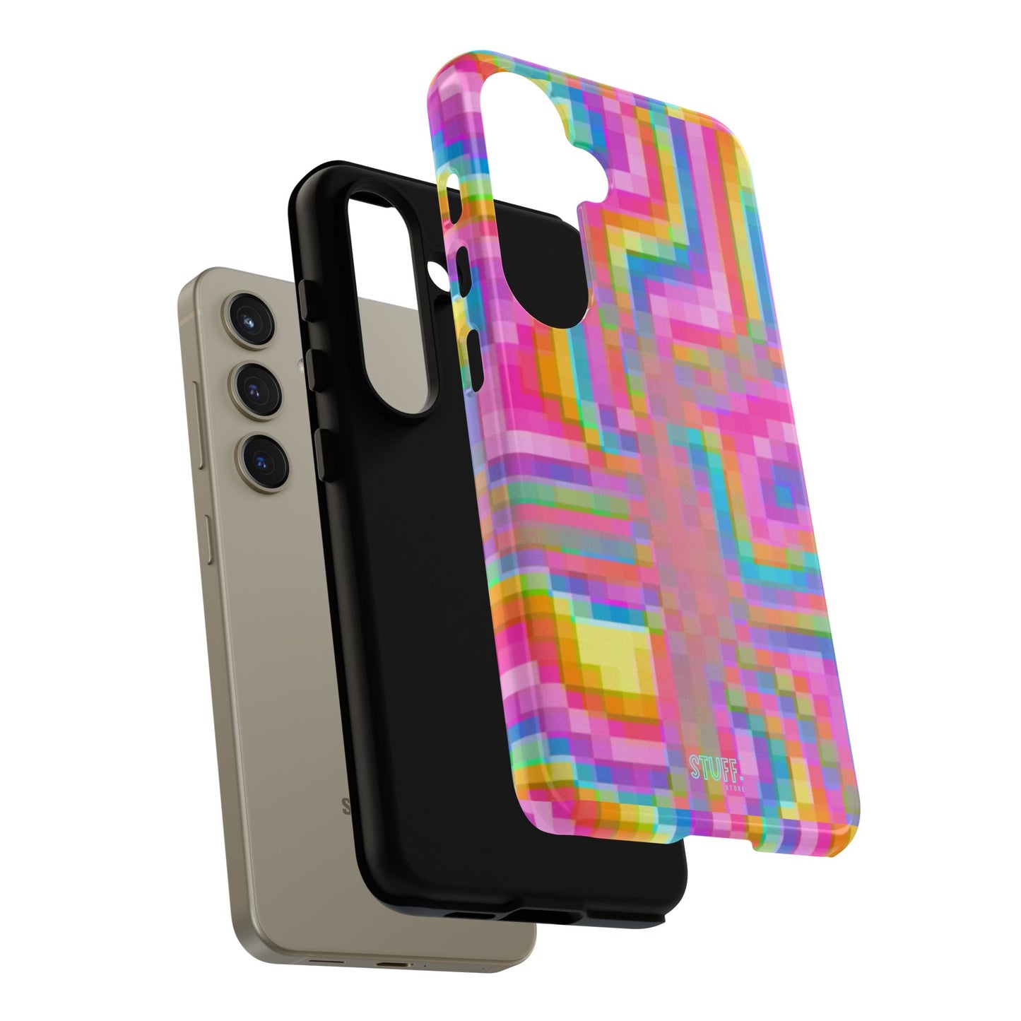 Pixel Case | Coque résistante double protection anti-choc - Motif pixels colorés